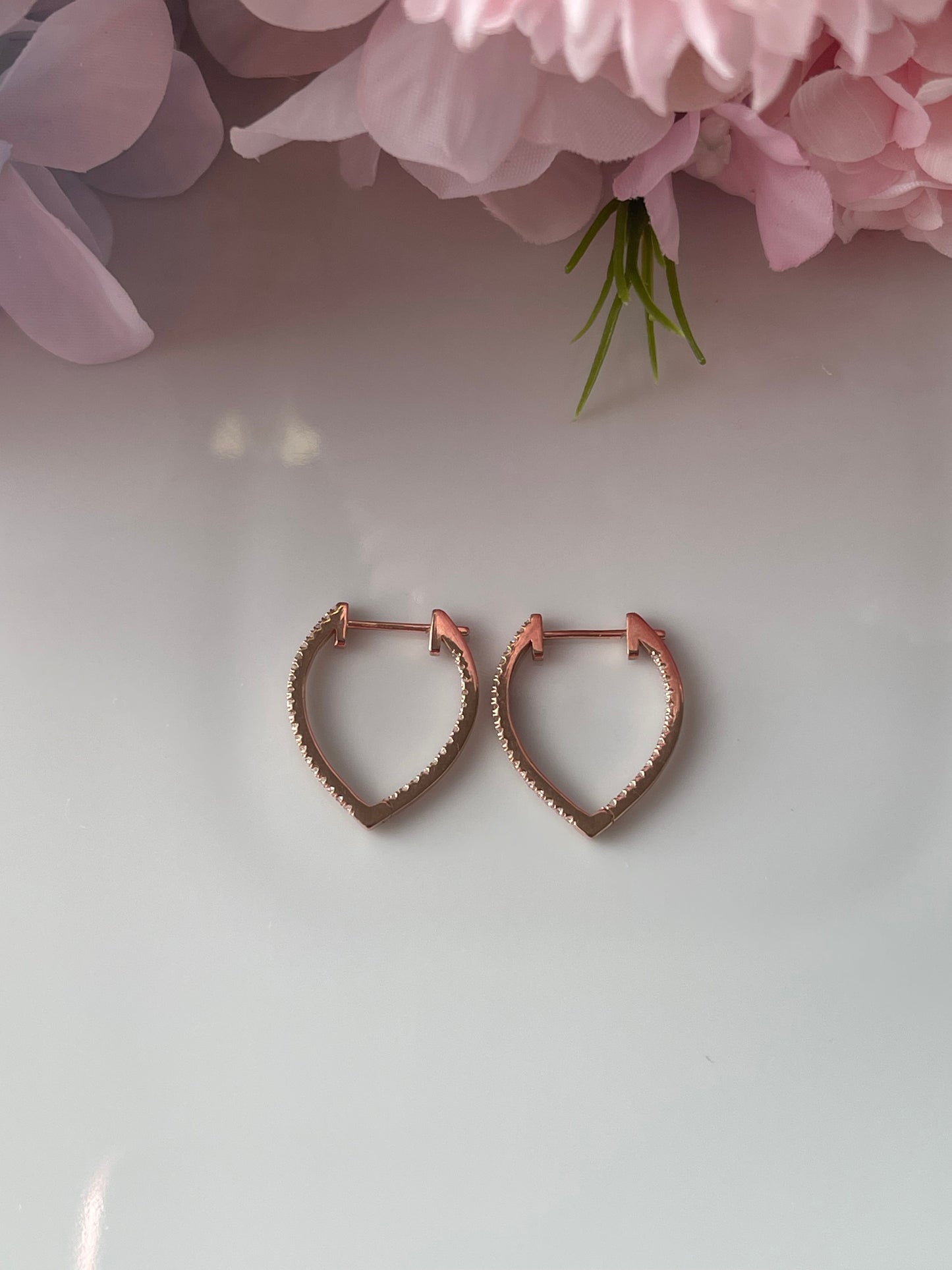 Natural Diamond Inside-Out V Hoops In 9ct Rose Gold