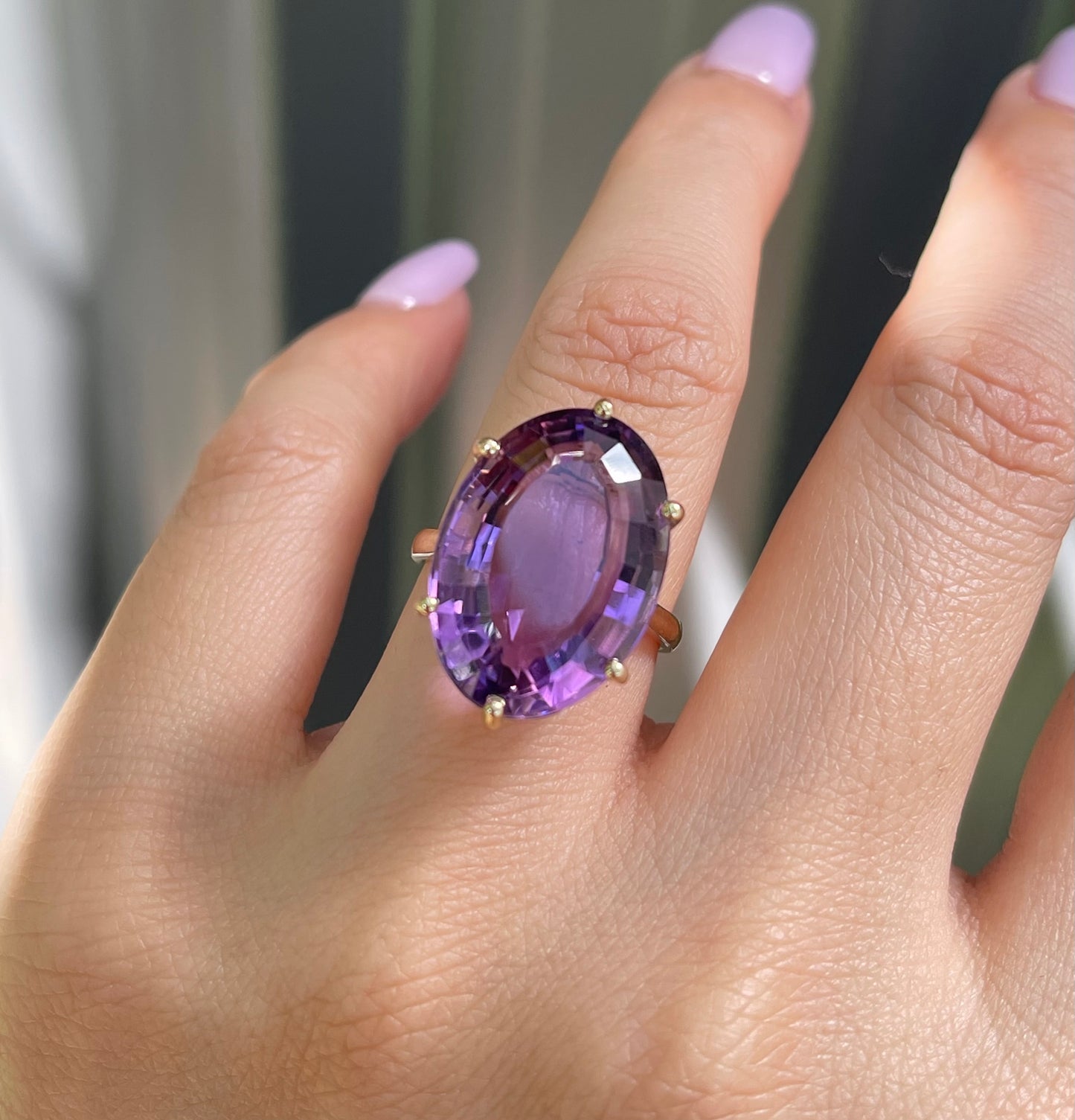 Statement 18.25ct Lavender Amethyst Ring Set in 9ct Yellow Gold