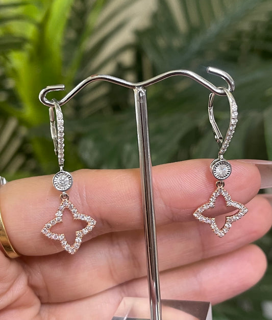 Rosé Lumière – Natural Pink & White Diamond Drop Earrings In 14ct White Gold & Rose Gold