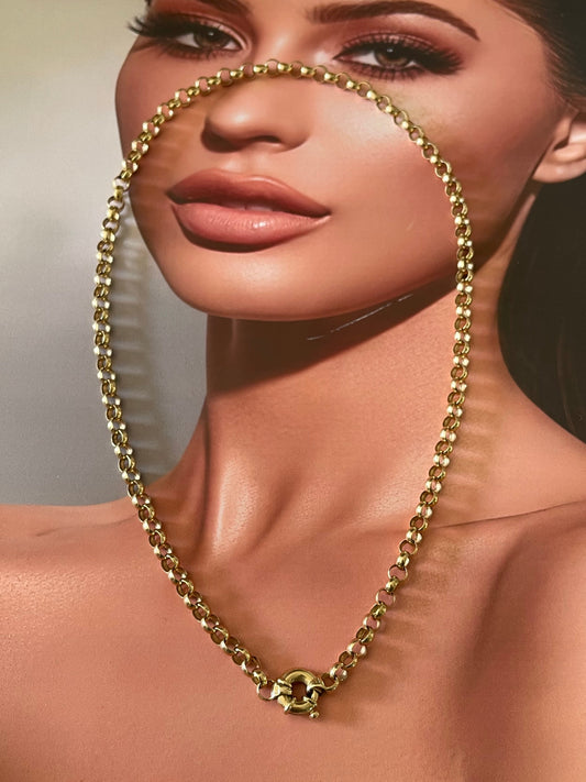 Classic Belcher Link Necklace With Bolt Clasp In 9ct Yellow Gold