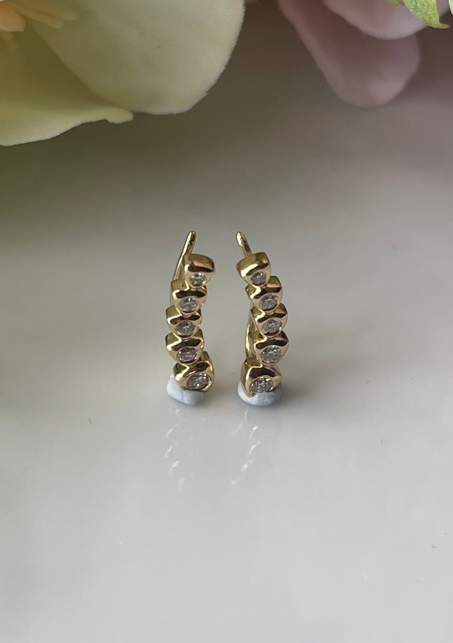 Natural Diamond Ear Climber Earrings In 9ct Yellow Gold