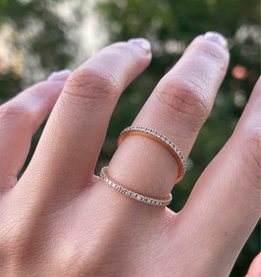 Modern 18ct rose gold diamond V ring by Shannakian