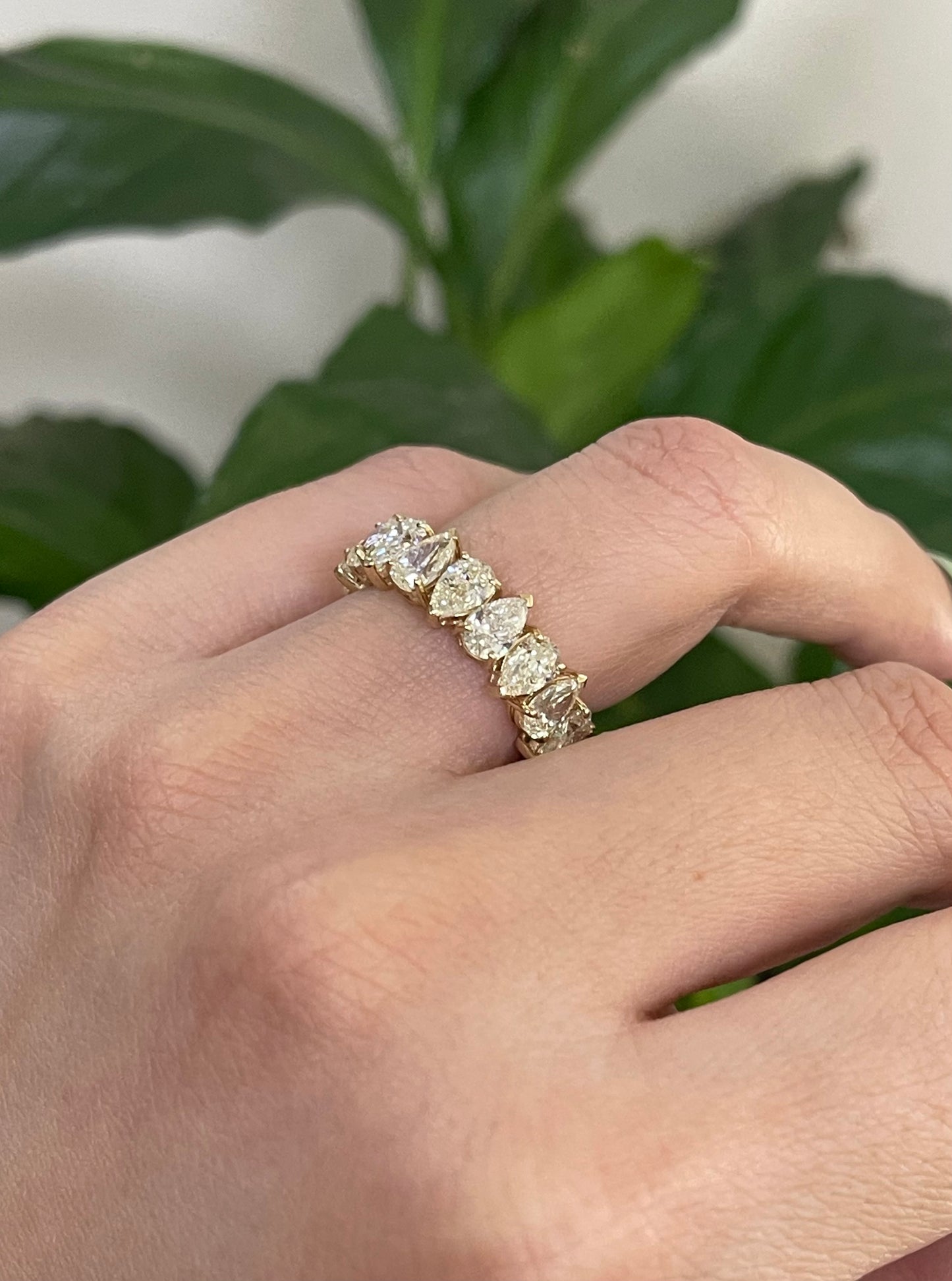5.56ct Natural Teardrop Diamond Eternity Band -Circle Of Love Ring In 14ct Yellow Gold