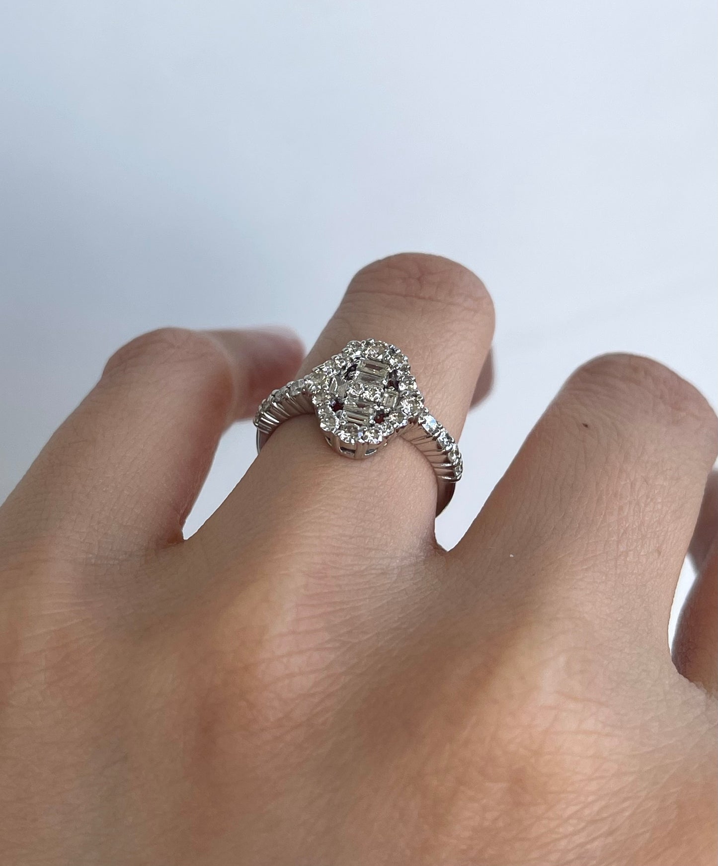 Art deco style 900 platinum 0.75ct natural diamond ring