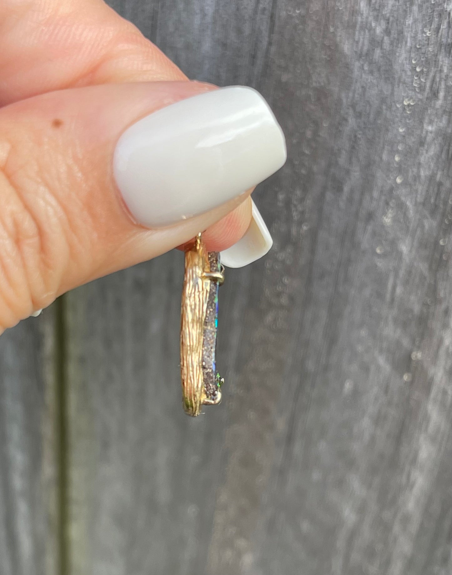 S.E. Custom Freeform Australian Opal pendant In 9ct Yellow Gold