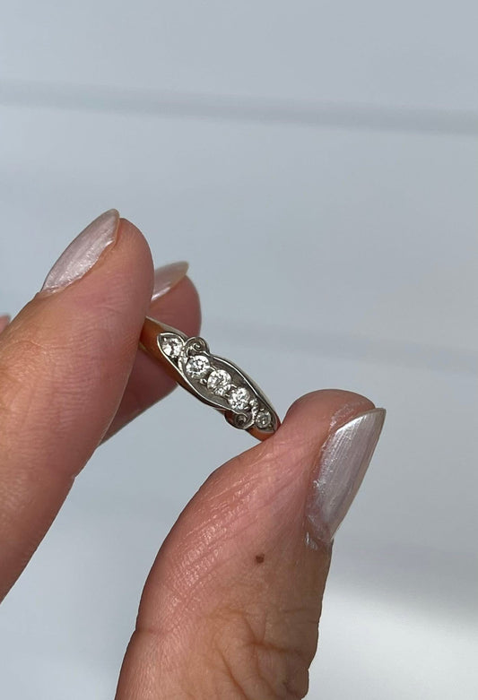 Birmingham antique 18ct yellow white gold old mine cut diamond ring with full UK hallmarks