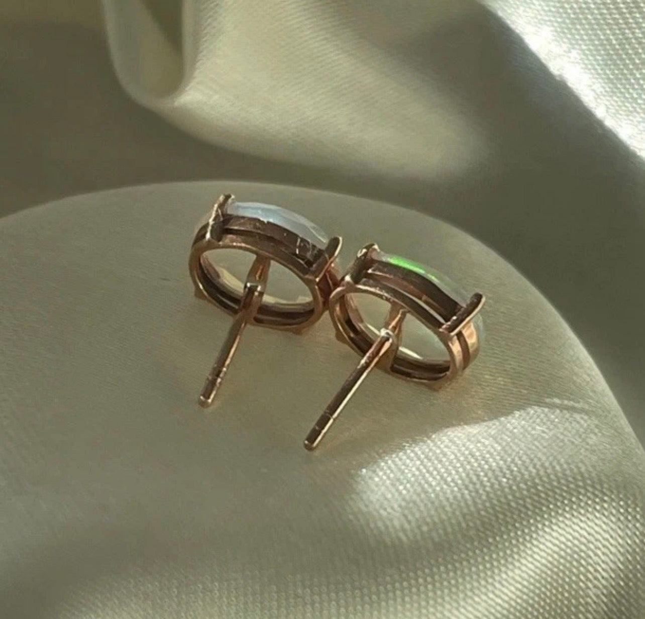 S.E. Custom 2ct Australian Crystal Opal earrings In 9ct Rose Gold