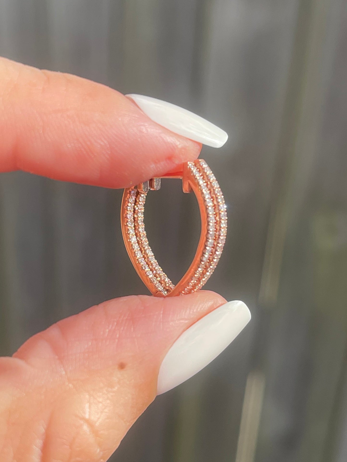 Natural Diamond Inside-Out V Hoops In 9ct Rose Gold
