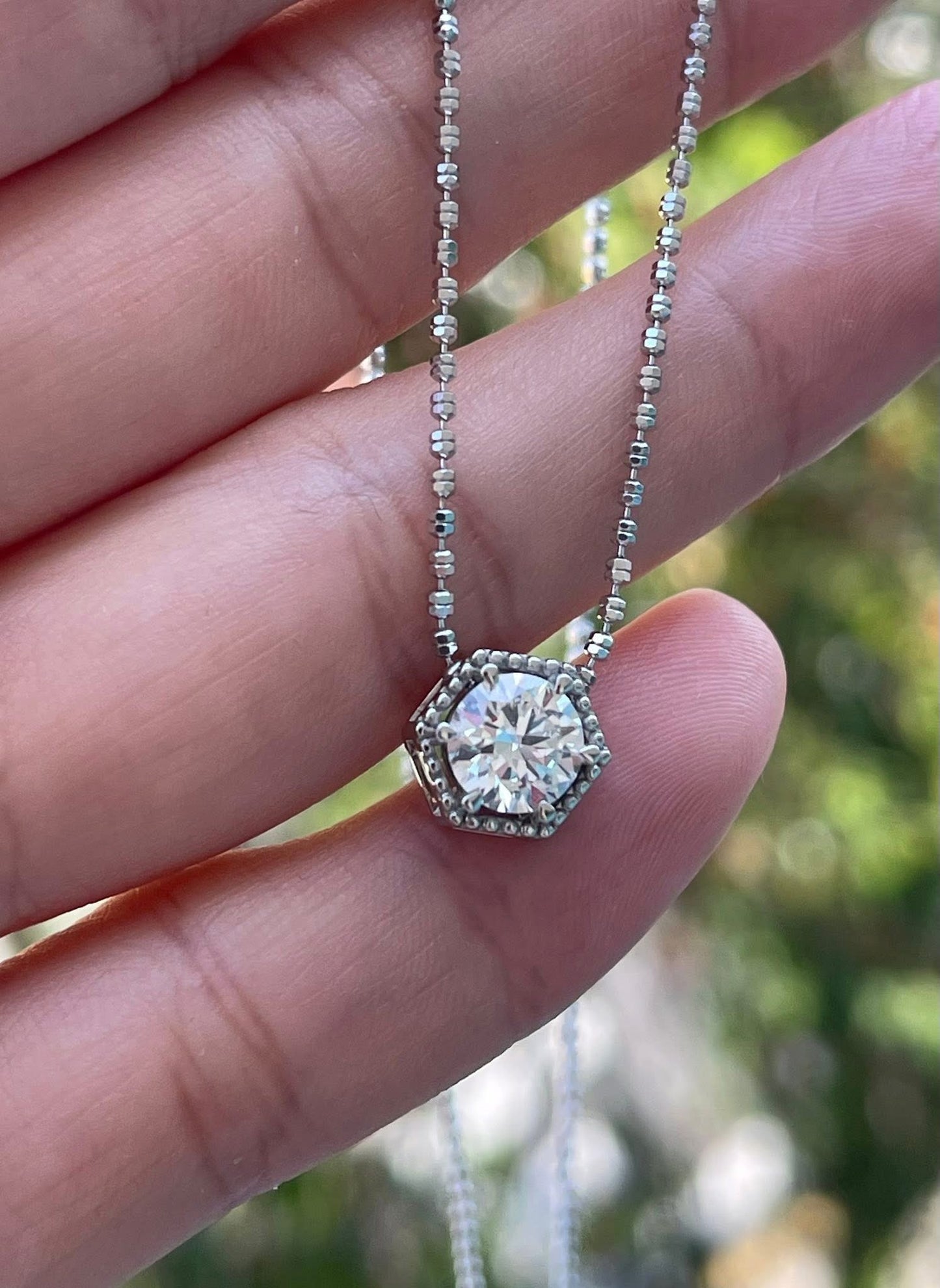 Platinum 950 1.04ct E color , VVS2 diamond pendant slider