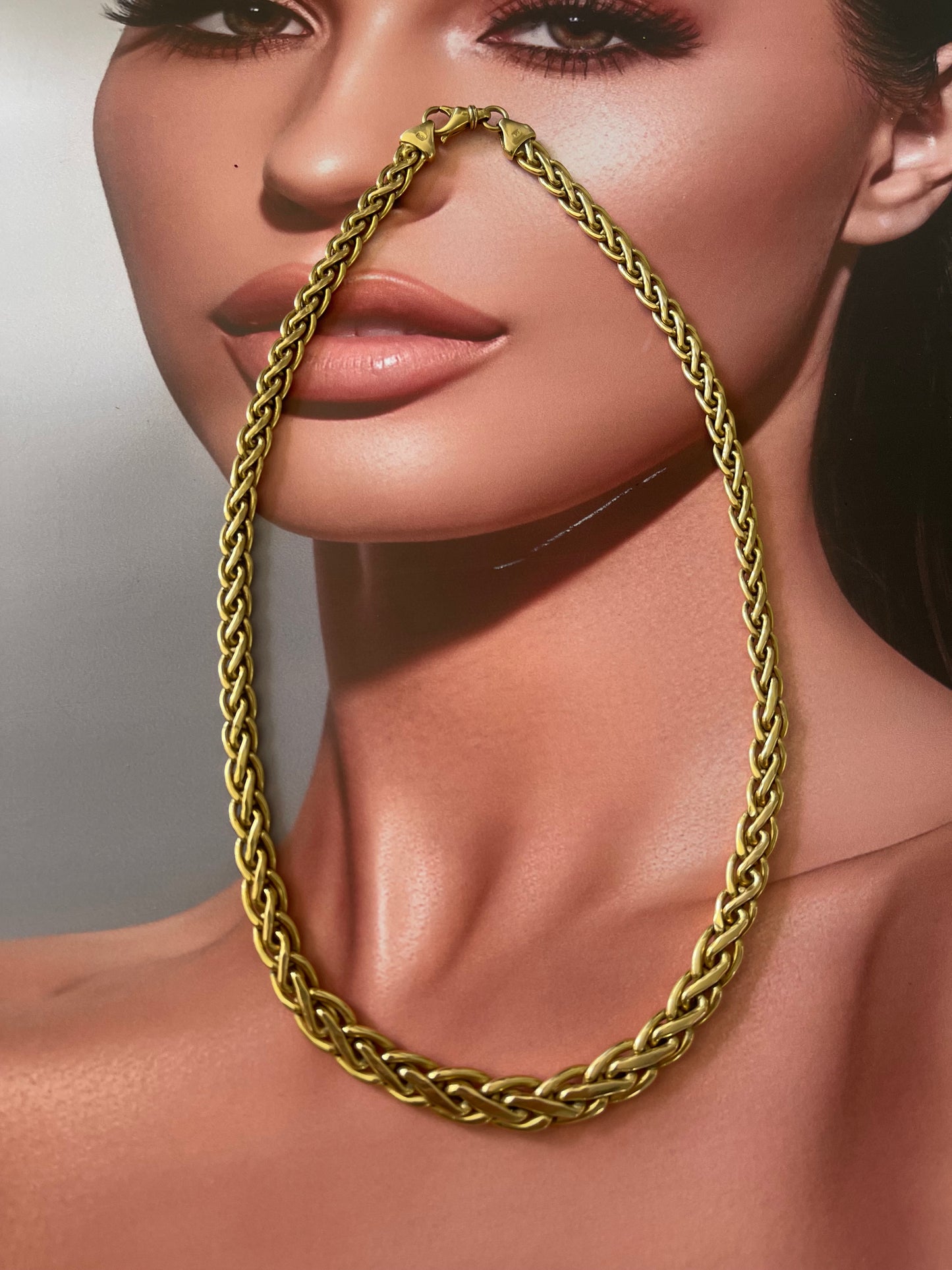 Vintage Italian origin Byzantine Link Necklace In 9ct Yellow Gold