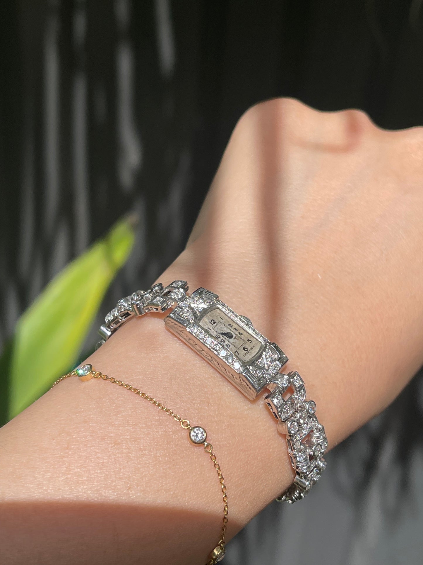 Original Antique Art Deco 3.65ct Earth Diamond Cocktail Watch In Platinum