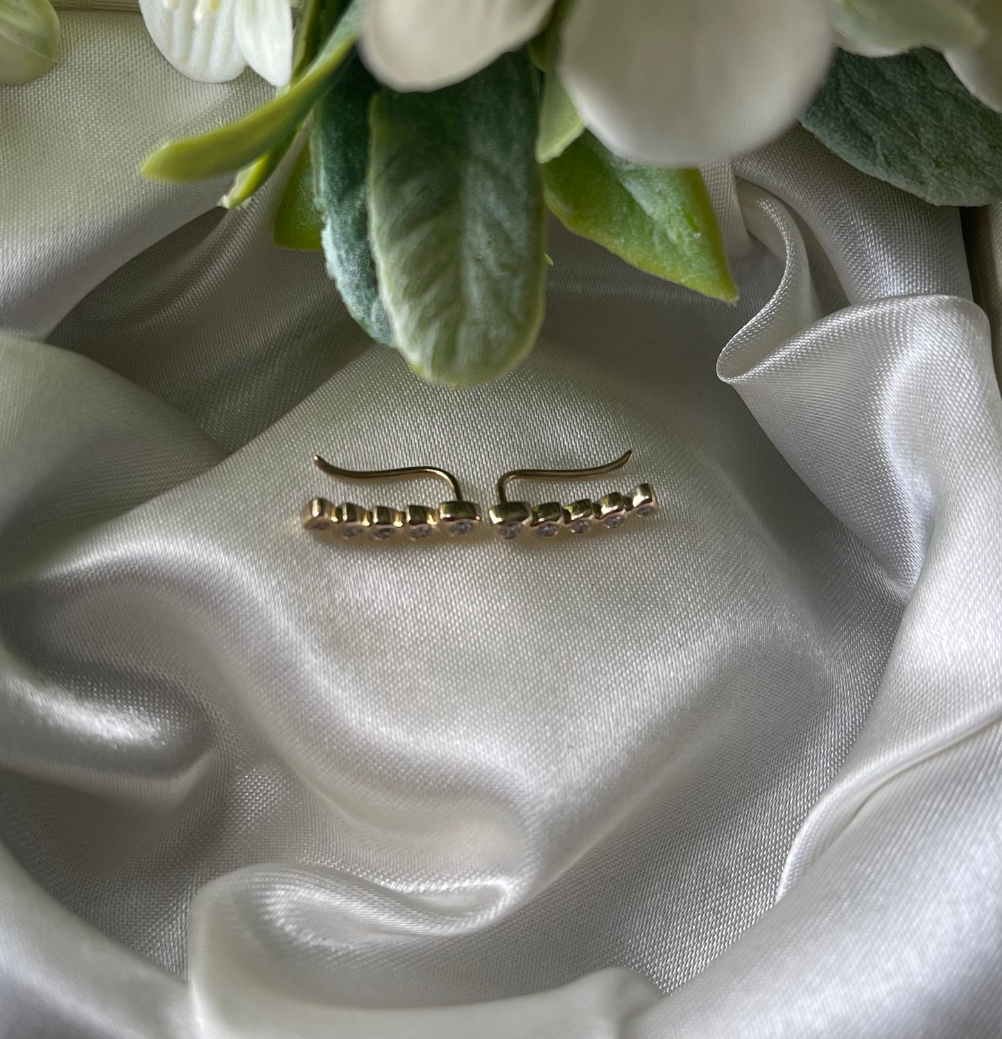 Natural Diamond Ear Climber Earrings In 9ct Yellow Gold
