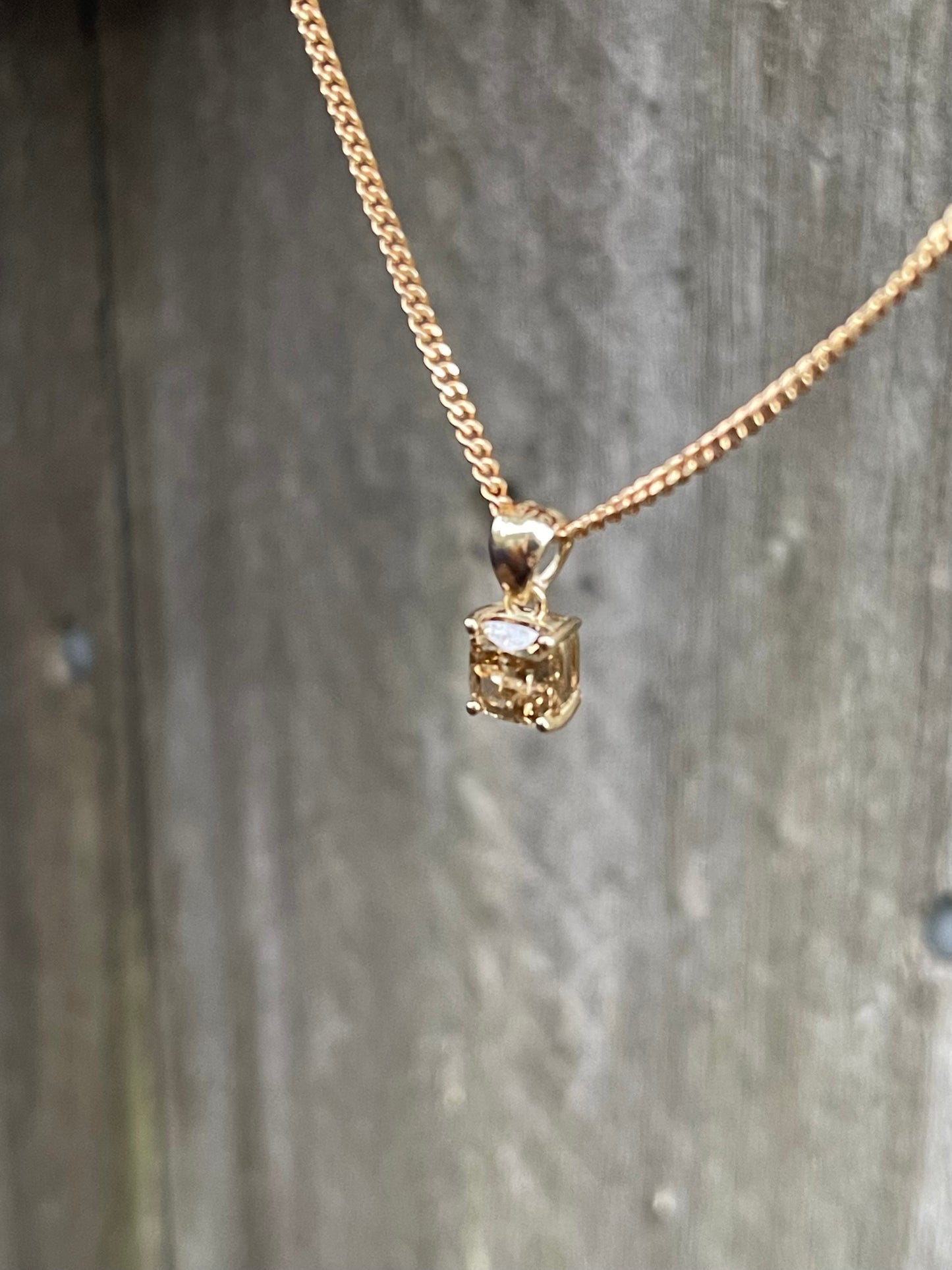 Natural 1ct Earth Mined Champagne Diamond Pendant In 9ct Yellow Gold ( No Chain)