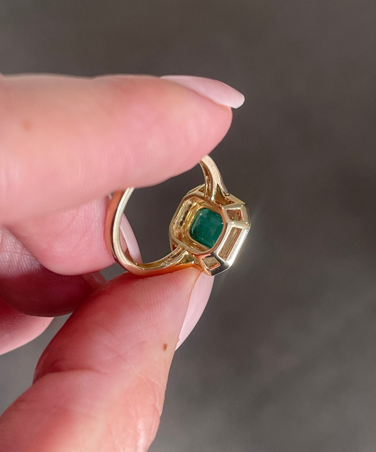 Classic Natural Emerald Diamond Double Halo Ring In 14ct Yellow White Gold