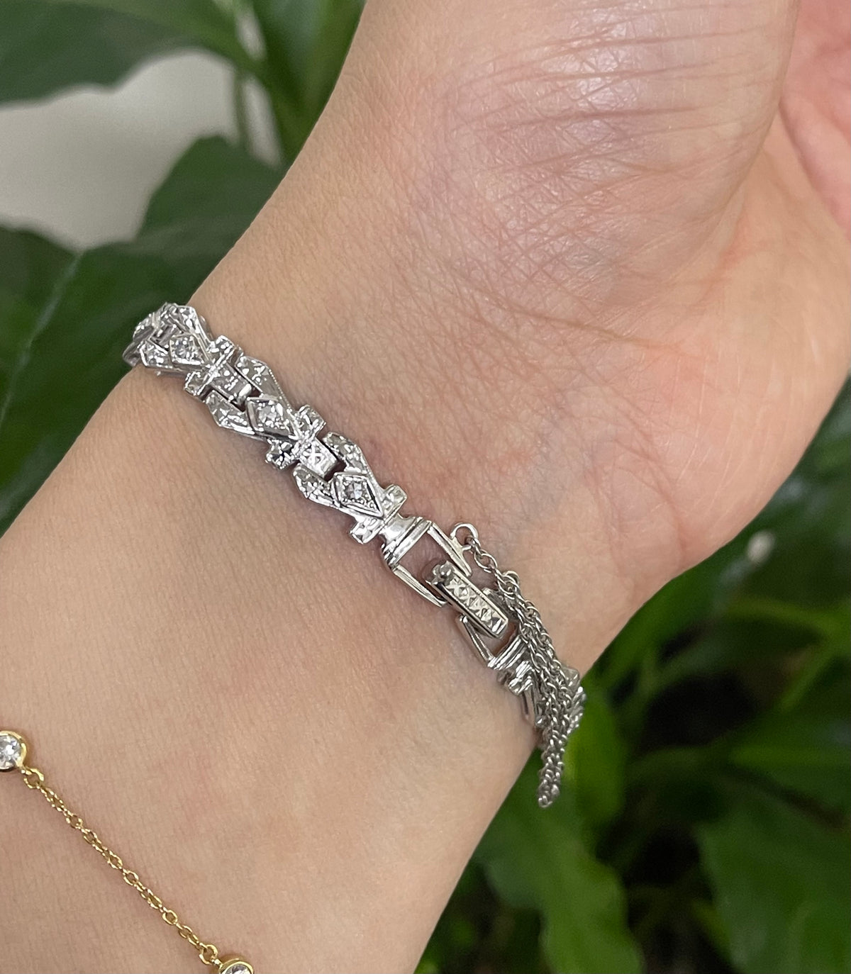 One Of A Kind Antique Conversion 3.75ct Natural aquamarine Diamond Bracelet In 14ct White Gold