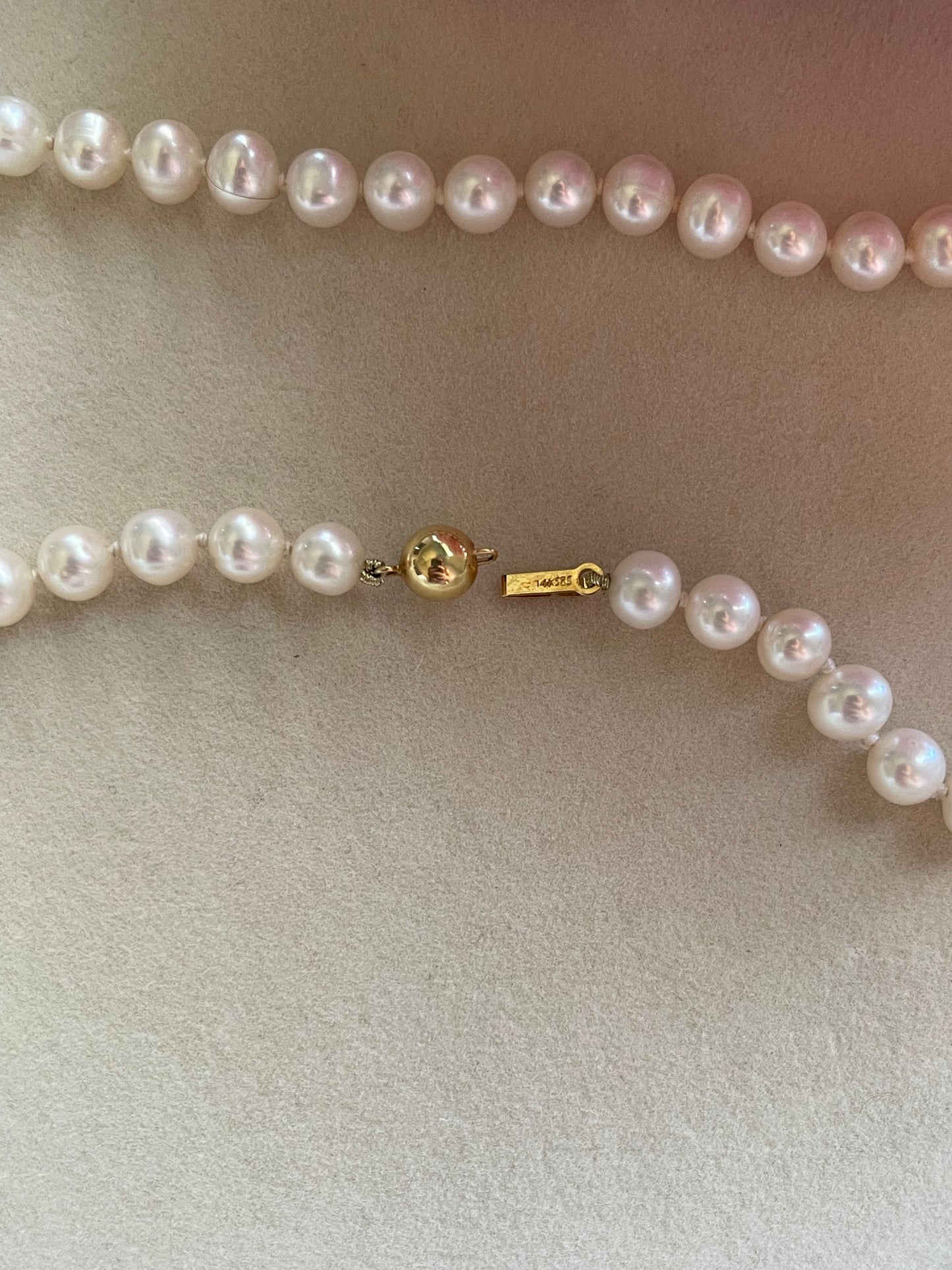 Vintage Freshwater Pearl Strand Necklace In 14ct Yellow Gold