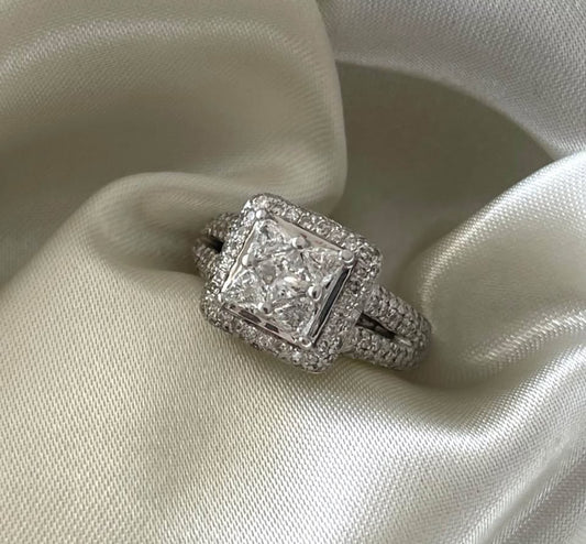 18ct white gold 1.7ct natural VS diamond ring