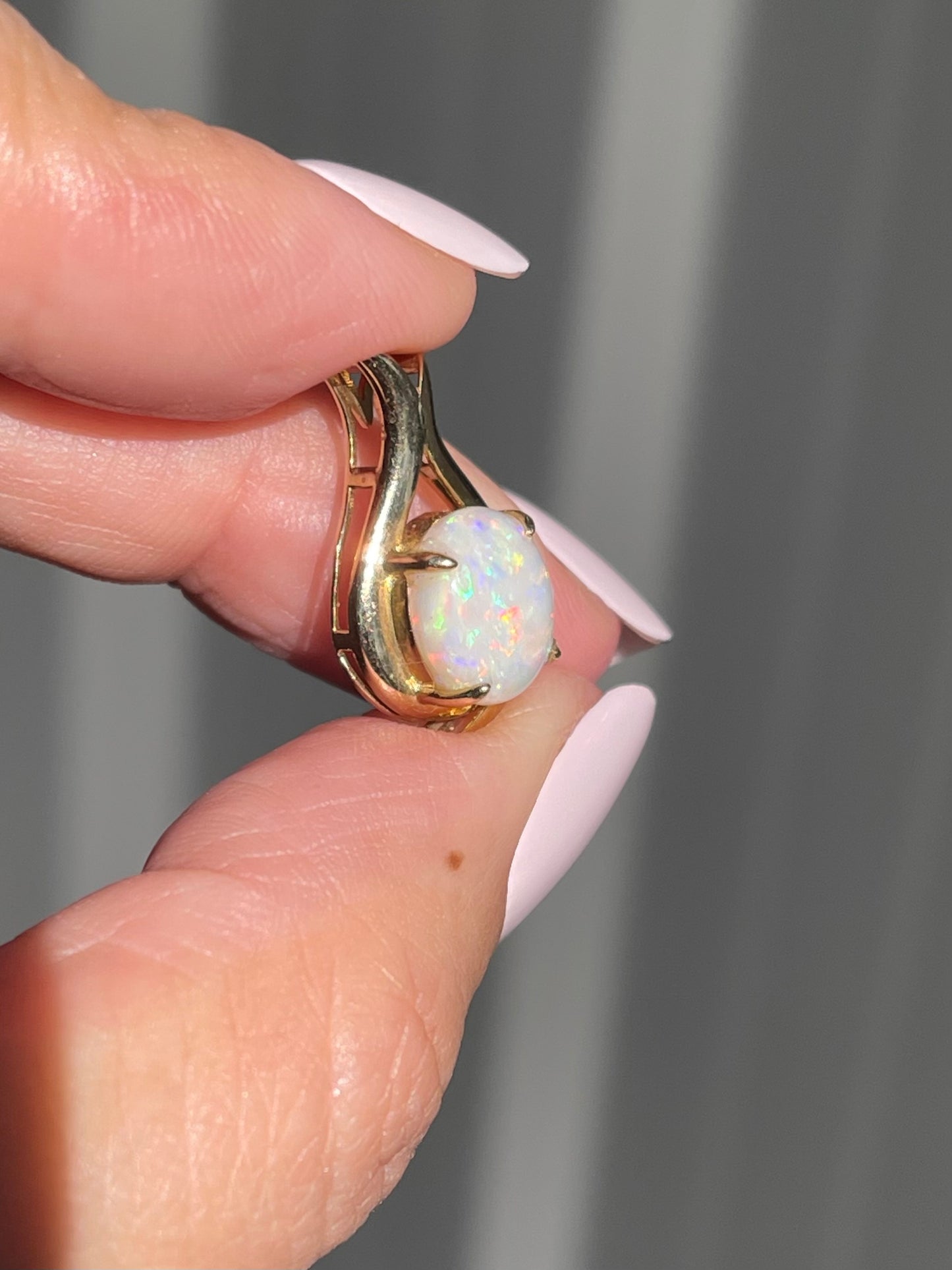 2ct Australian Opal Pendant In 9ct White Gold