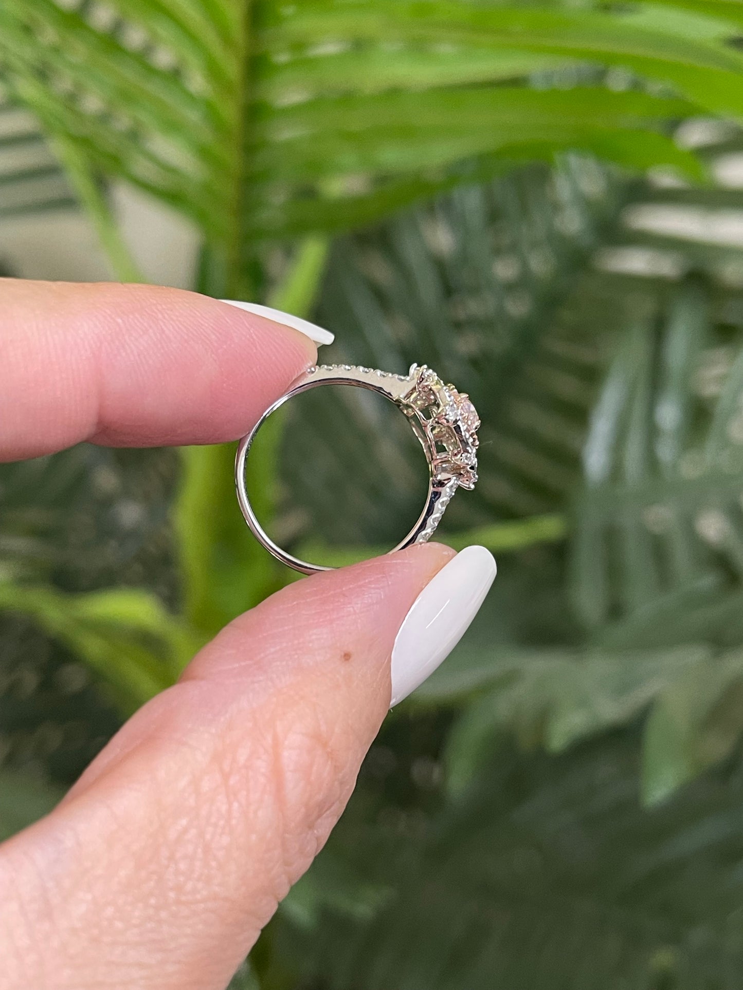 Natural Light Fancy Pink Diamond Ring In 14ct White Gold