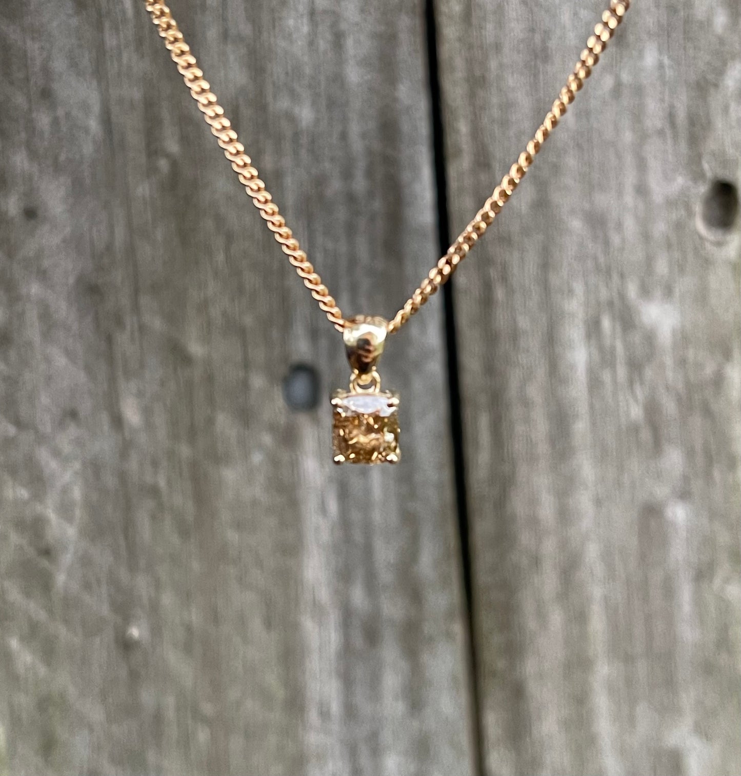 Natural 1ct Earth Mined Champagne Diamond Pendant In 9ct Yellow Gold ( No Chain)