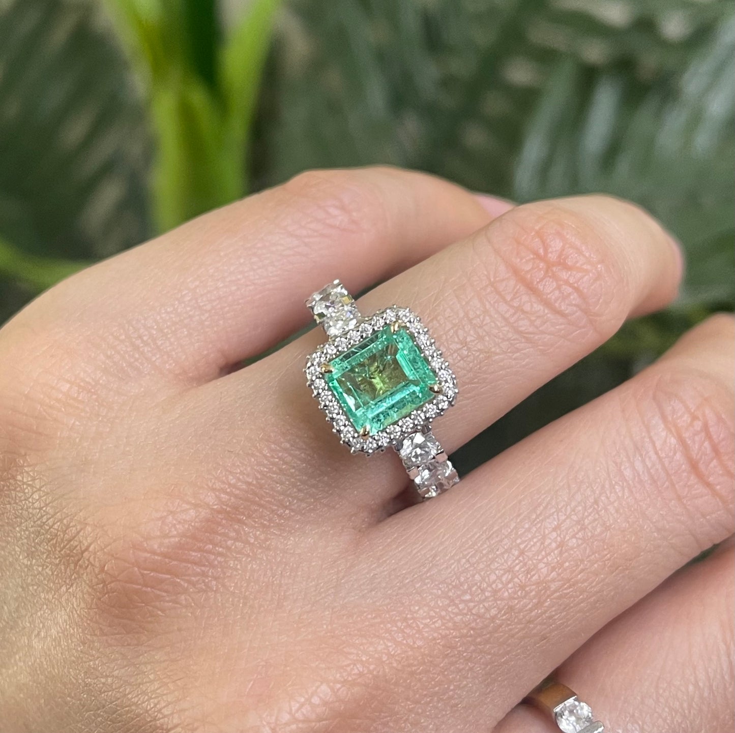 Natural Colombian Emerald & 1.8ct Diamond Ring In 14ct Yellow Gold