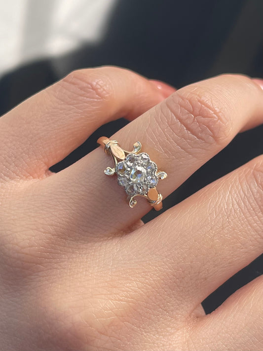 One-of-a-Kind Antique Conversion Antique Rose Cut Diamond Ring In 15ct & 9ct