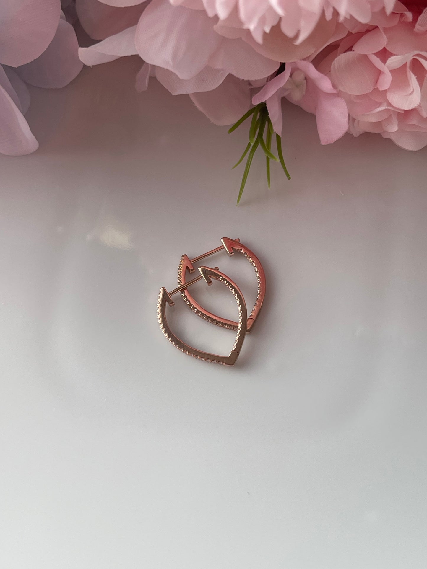Natural Diamond Inside-Out V Hoops In 9ct Rose Gold