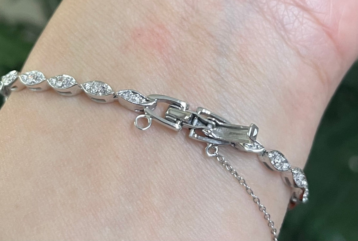 One-of-a-Kind Antique Art Deco Conversion Bracelet Natural Diamonds & Sapphires In Platinum, 14ct White Gold