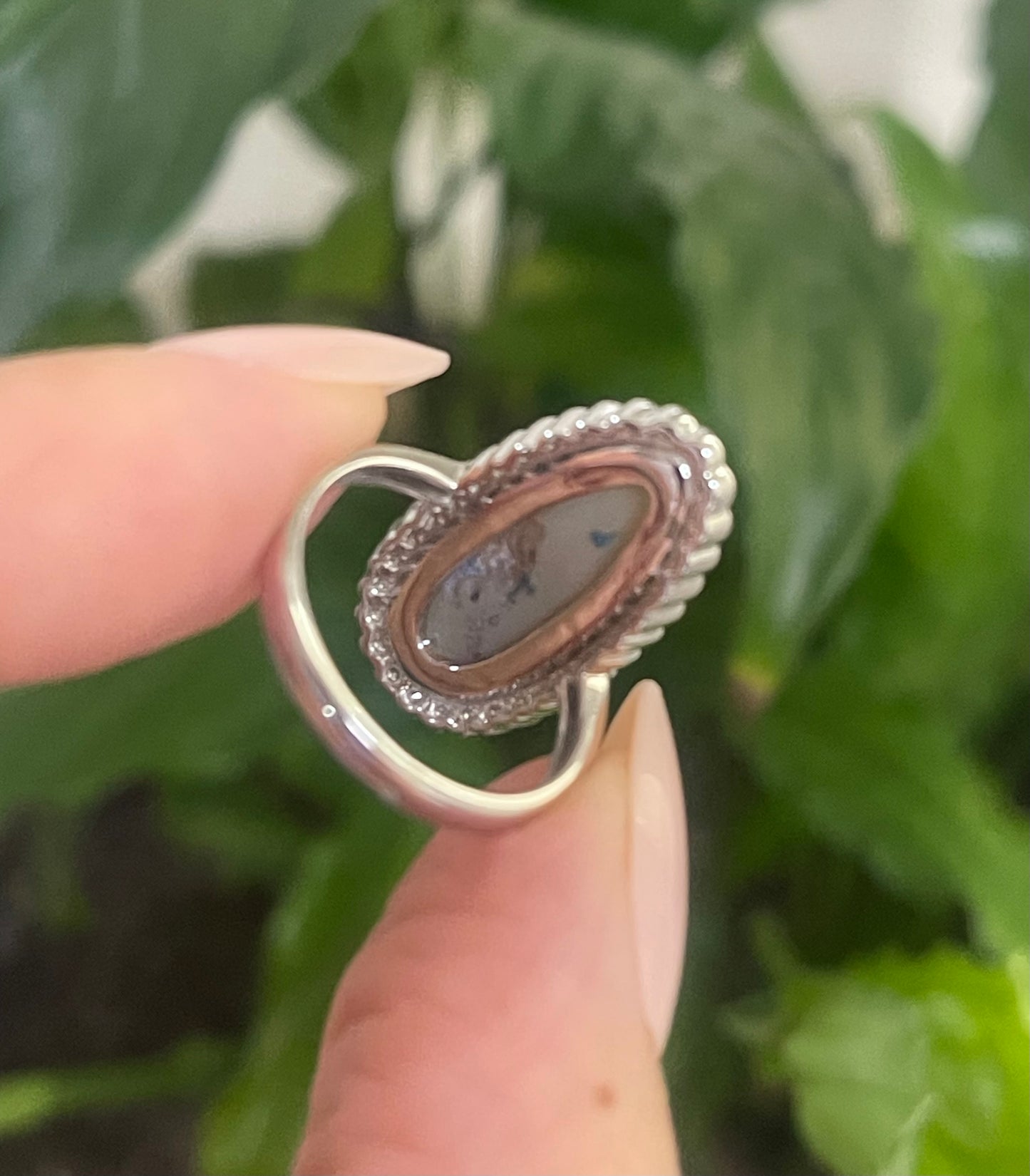 Natural Solid Lighting Ridge Opal Diamond Ring In 14ct White Gold