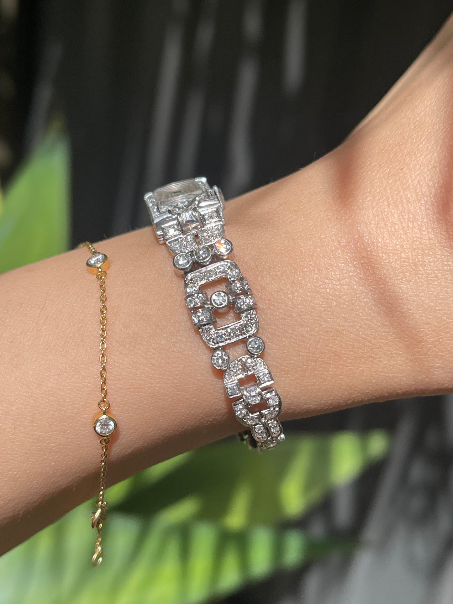 Original Antique Art Deco 3.65ct Earth Diamond Cocktail Watch In Platinum