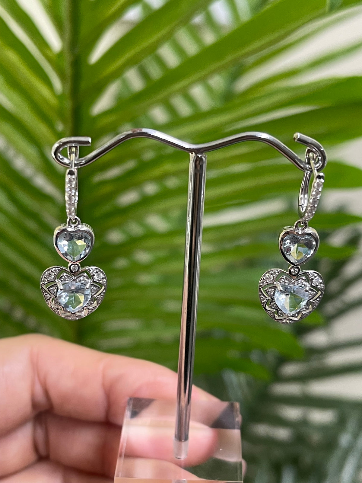 Heart & Soul Natural Aquamarine Diamond Drop Earrings In 14ct White Gold