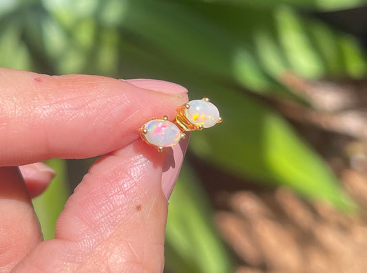 Natural solid crystal opal in sterling silver with gold over