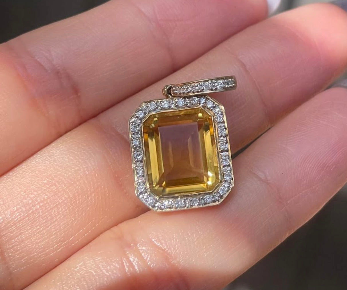 Classic Citrine Diamond Enhancer Pendant In 9ct Yellow Gold