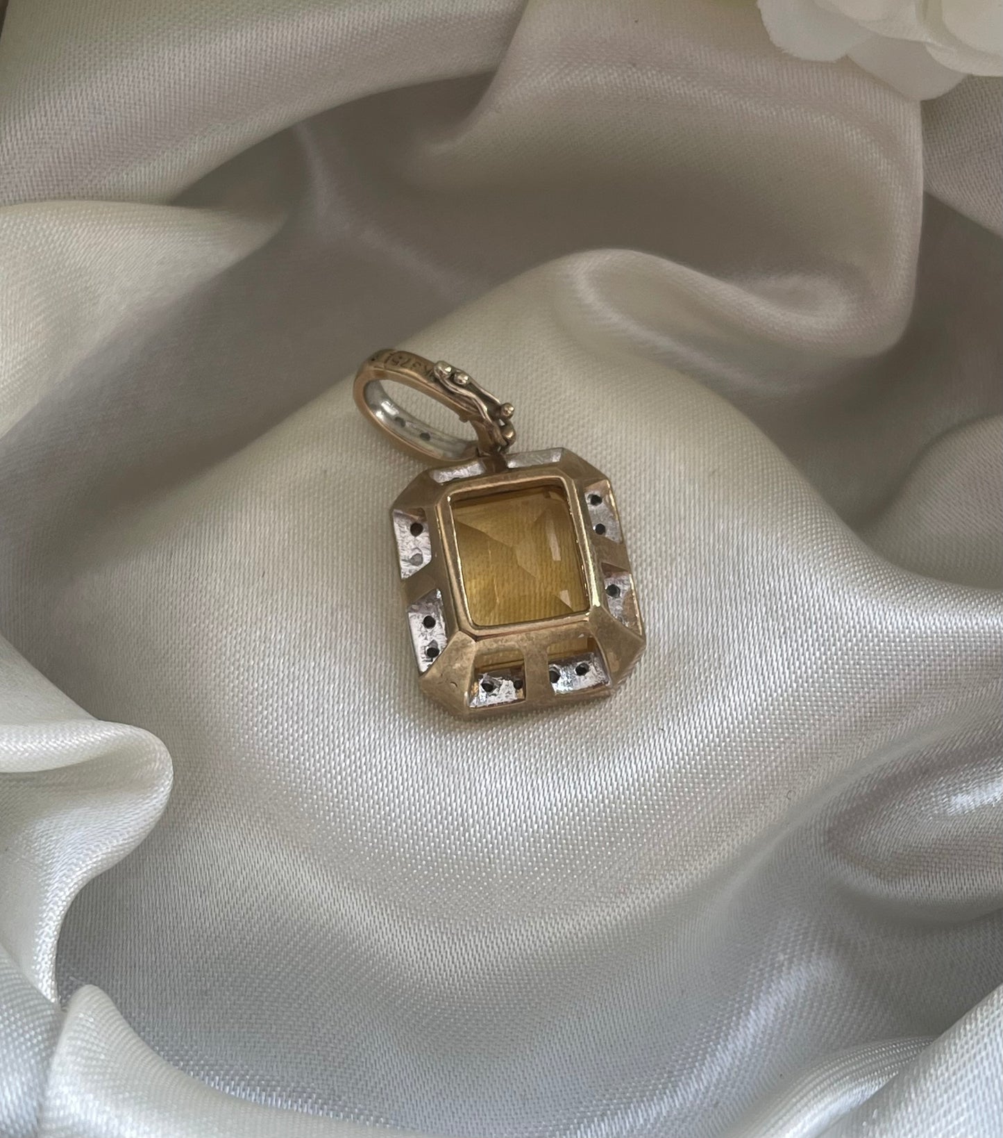 Classic Citrine Diamond Enhancer Pendant In 9ct Yellow Gold