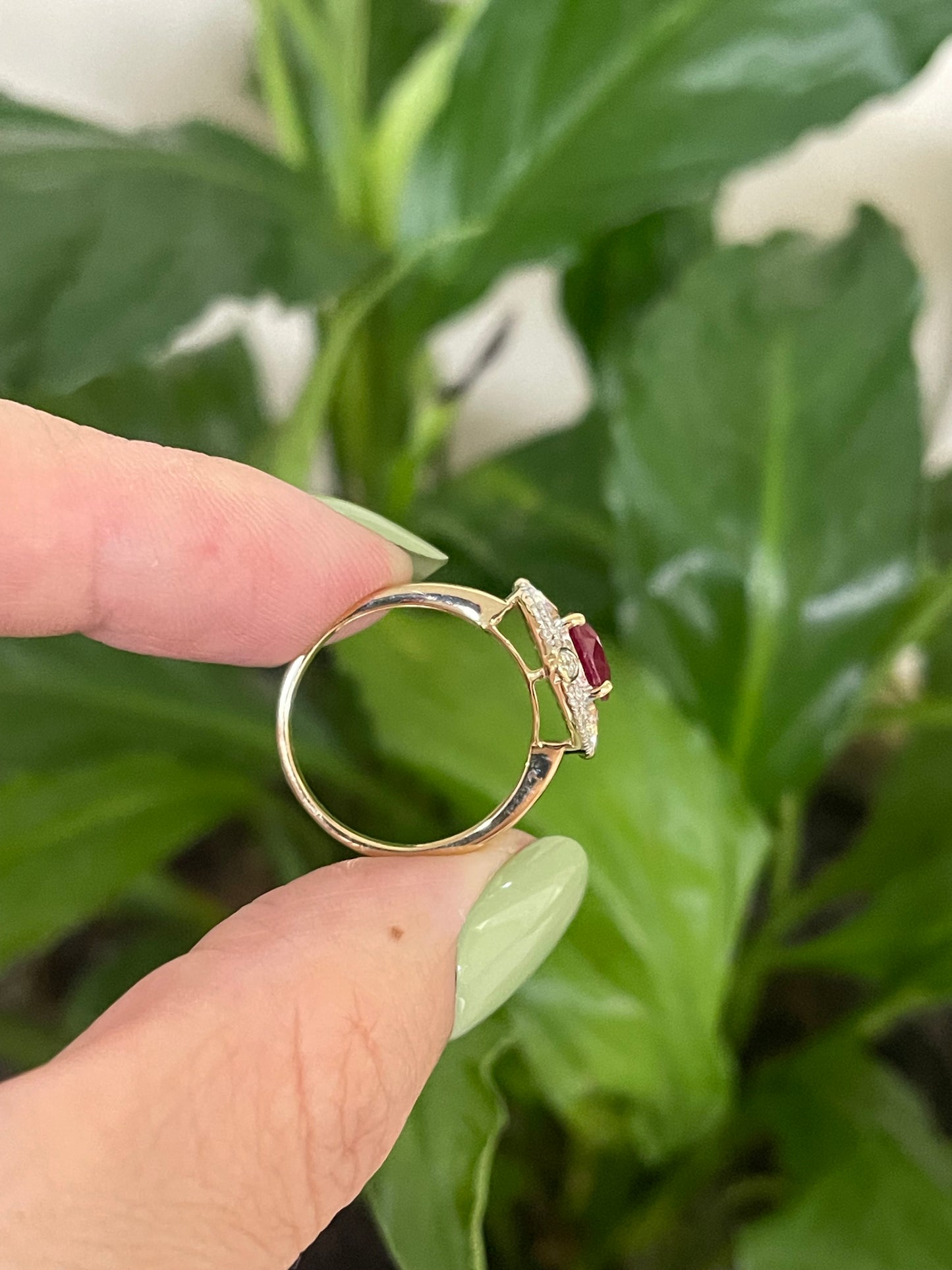 Art Deco Style 1.94ct Natural Ruby Diamond Ring In 14ct Yellow Gold