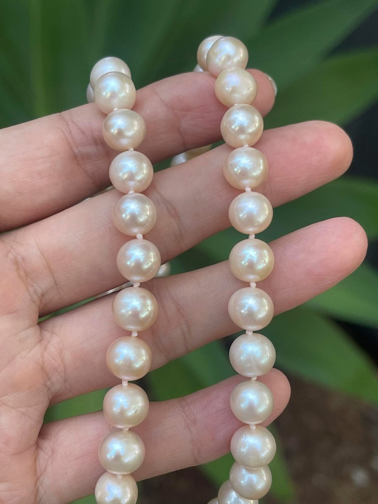 Vintage 9ct yellow gold genuine pink pearl necklace