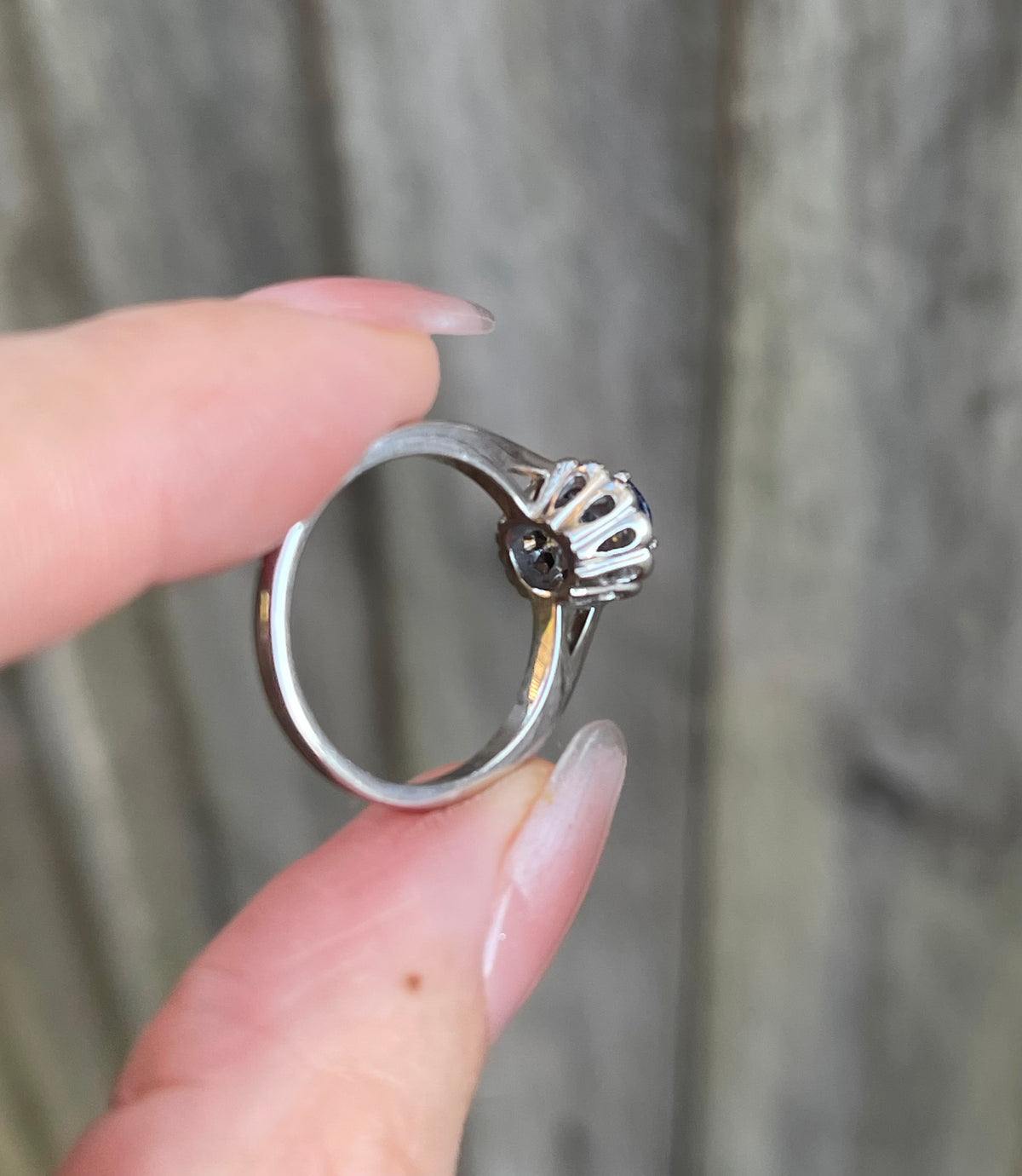 Natural Ceylon Sapphire Diamond Halo Ring In 9ct White Gold