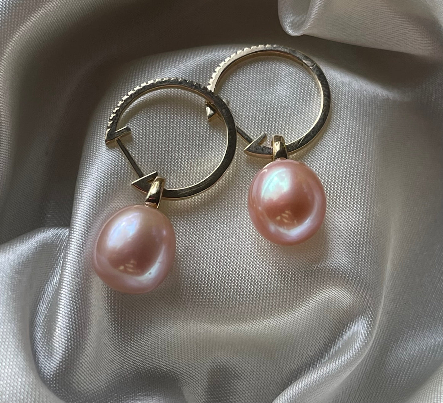 Pink Pearl Earring Enhancer / Pendant In 9ct yellow Gold