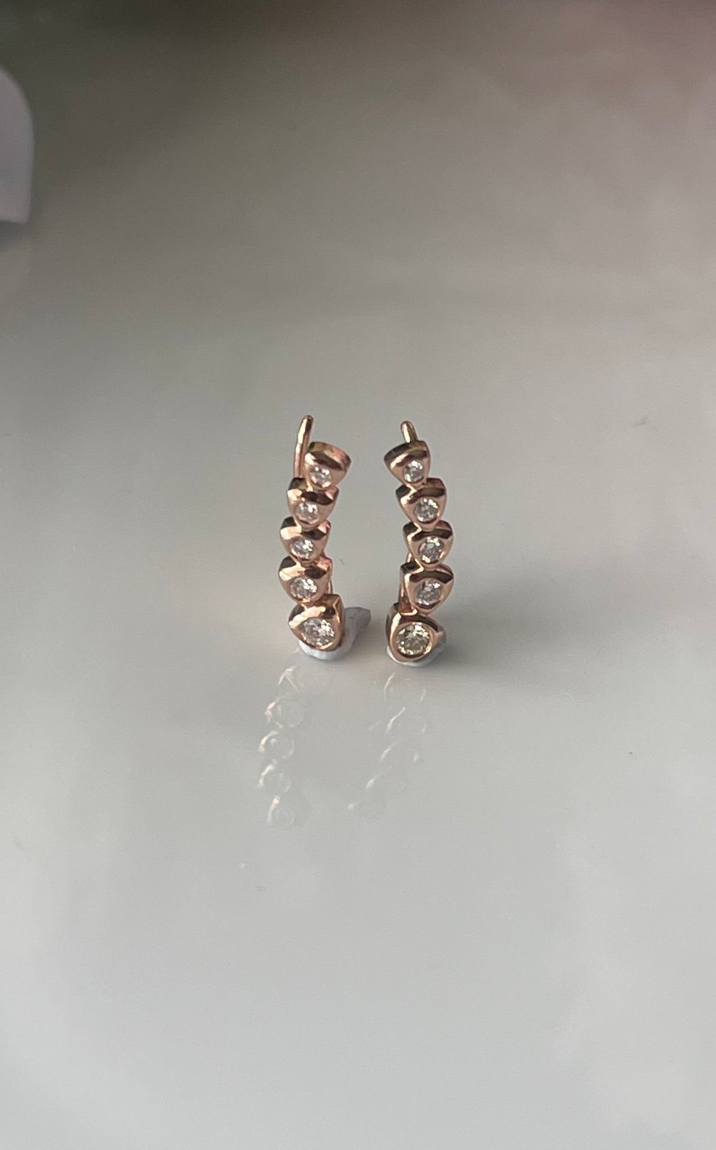 Natural Diamond Ear Climber Earrings In 9ct Rose Gold