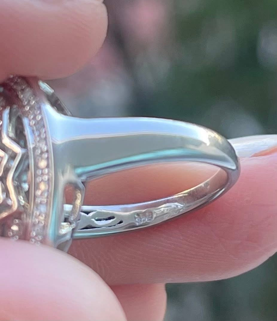 9ct white gold art deco inspired diamond ring