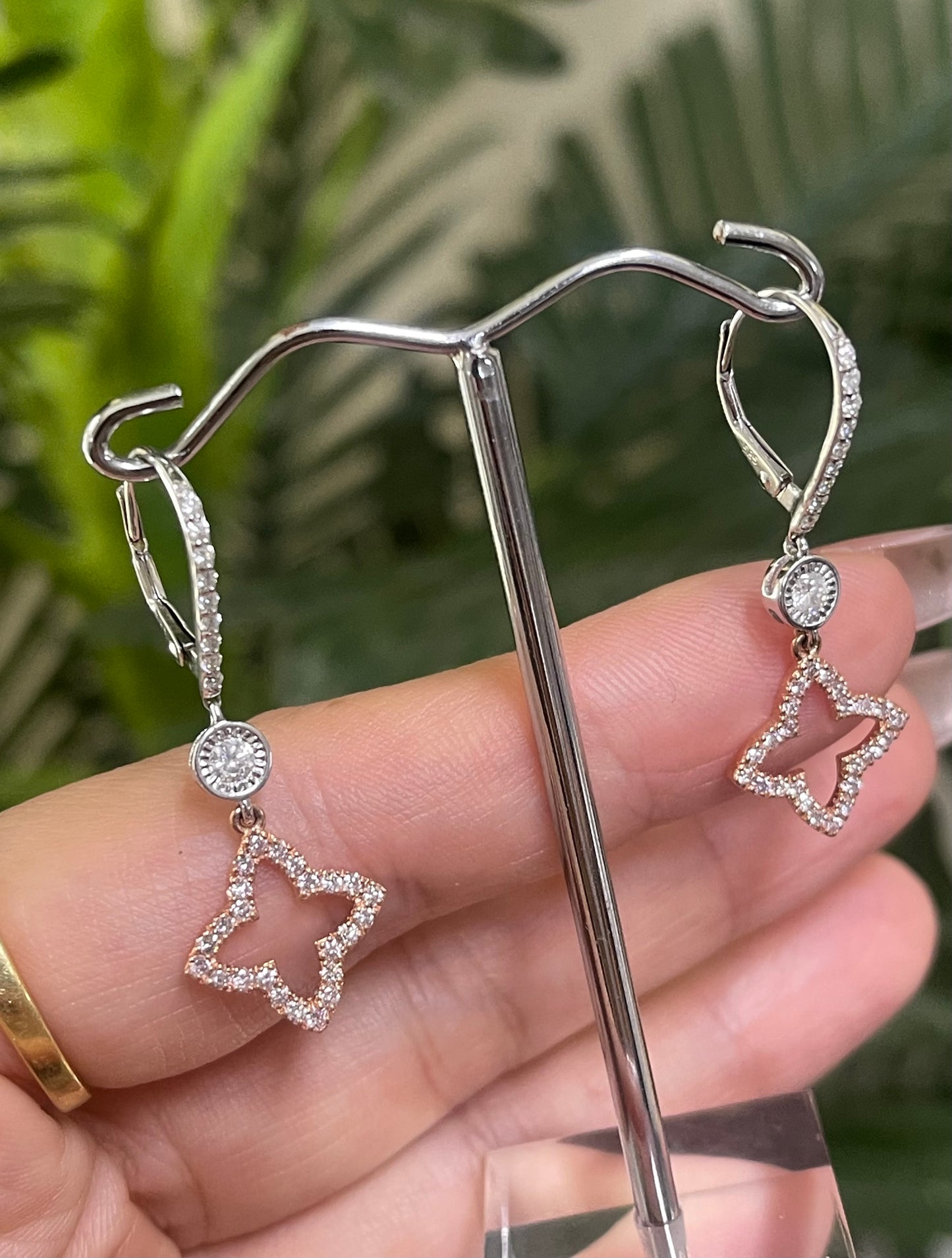 Rosé Lumière – Natural Pink & White Diamond Drop Earrings In 14ct White Gold & Rose Gold