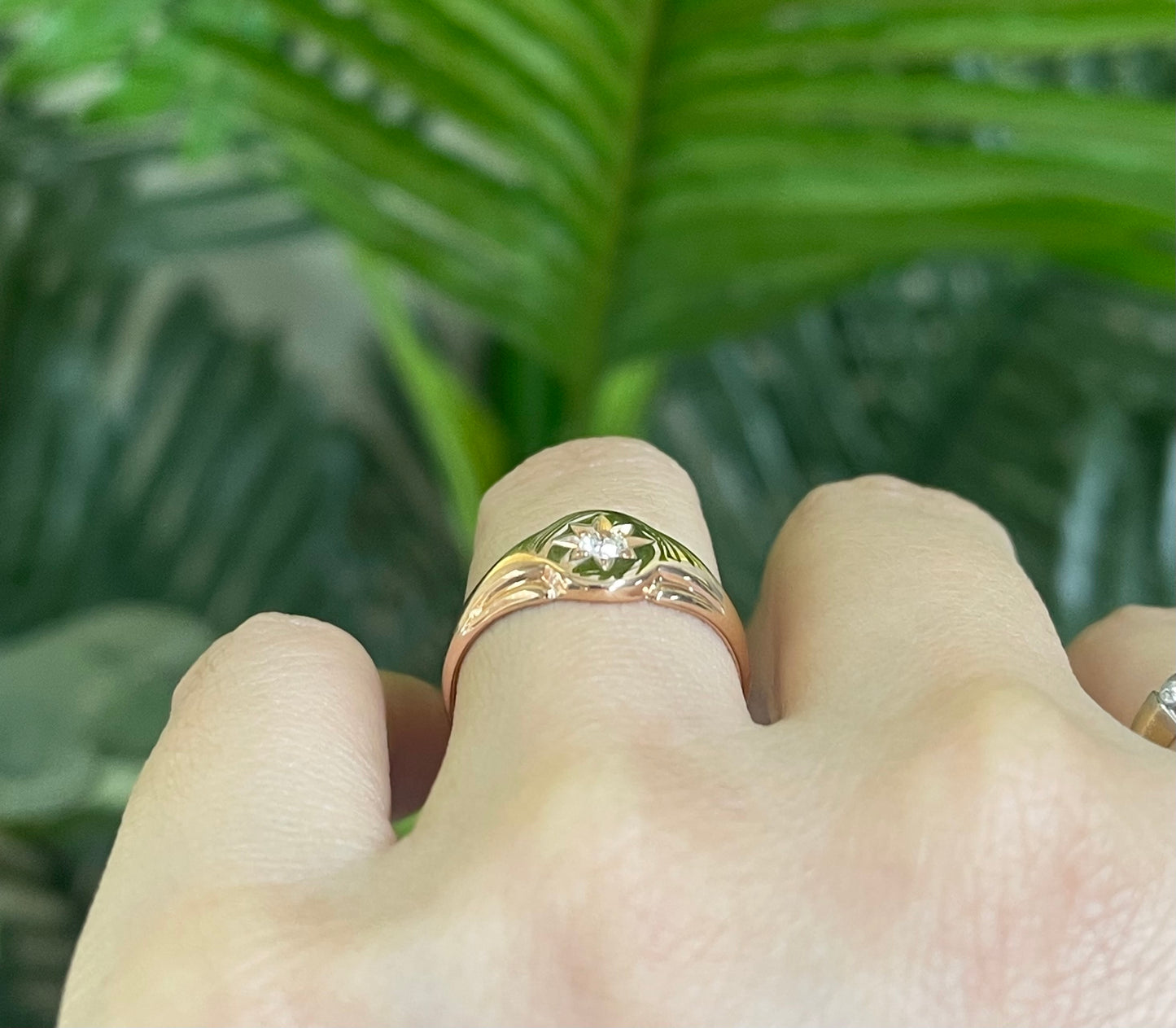 Vintage Birmingham VS Old European Cut Diamond Signet Ring In 9ct Rose Gold