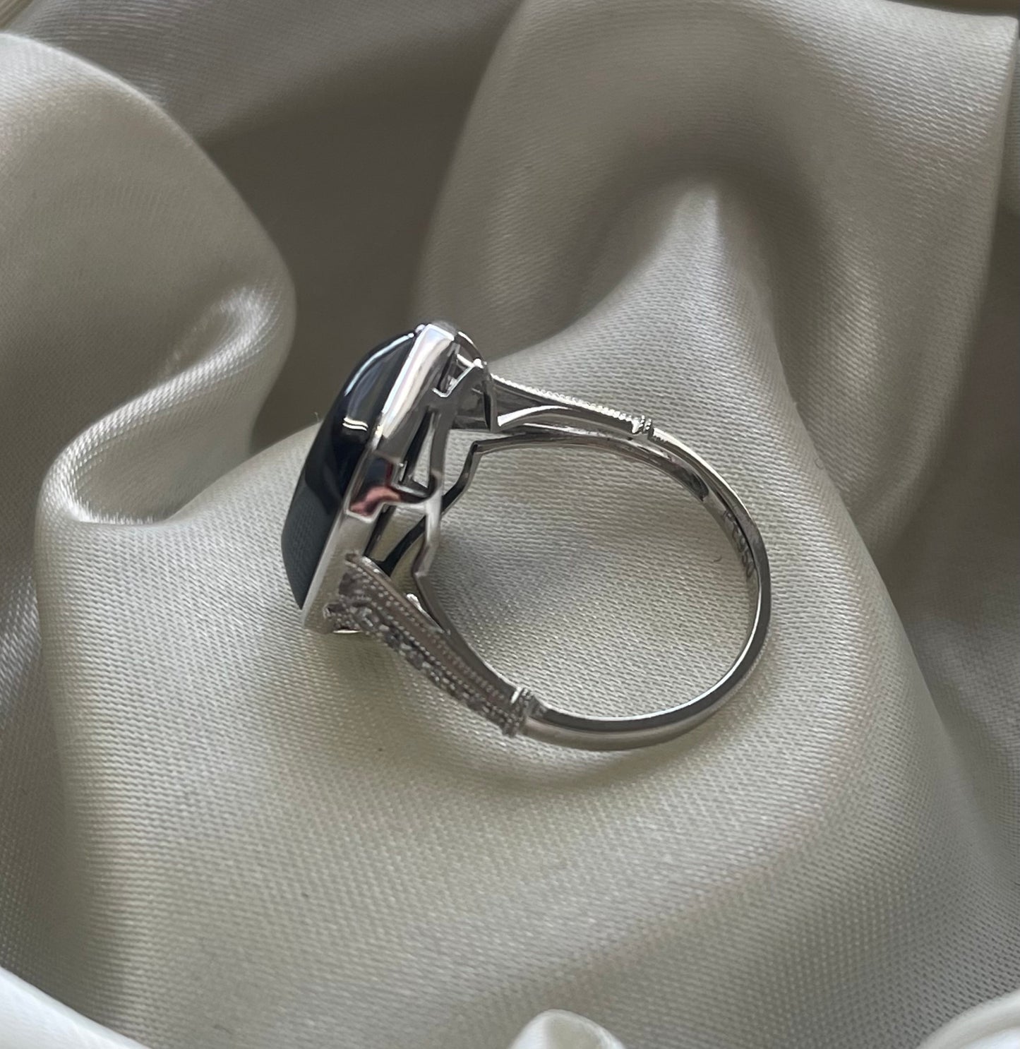 Eclipse Ring - Art Deco Inspired Onyx Diamond Ring In 950 Platinum