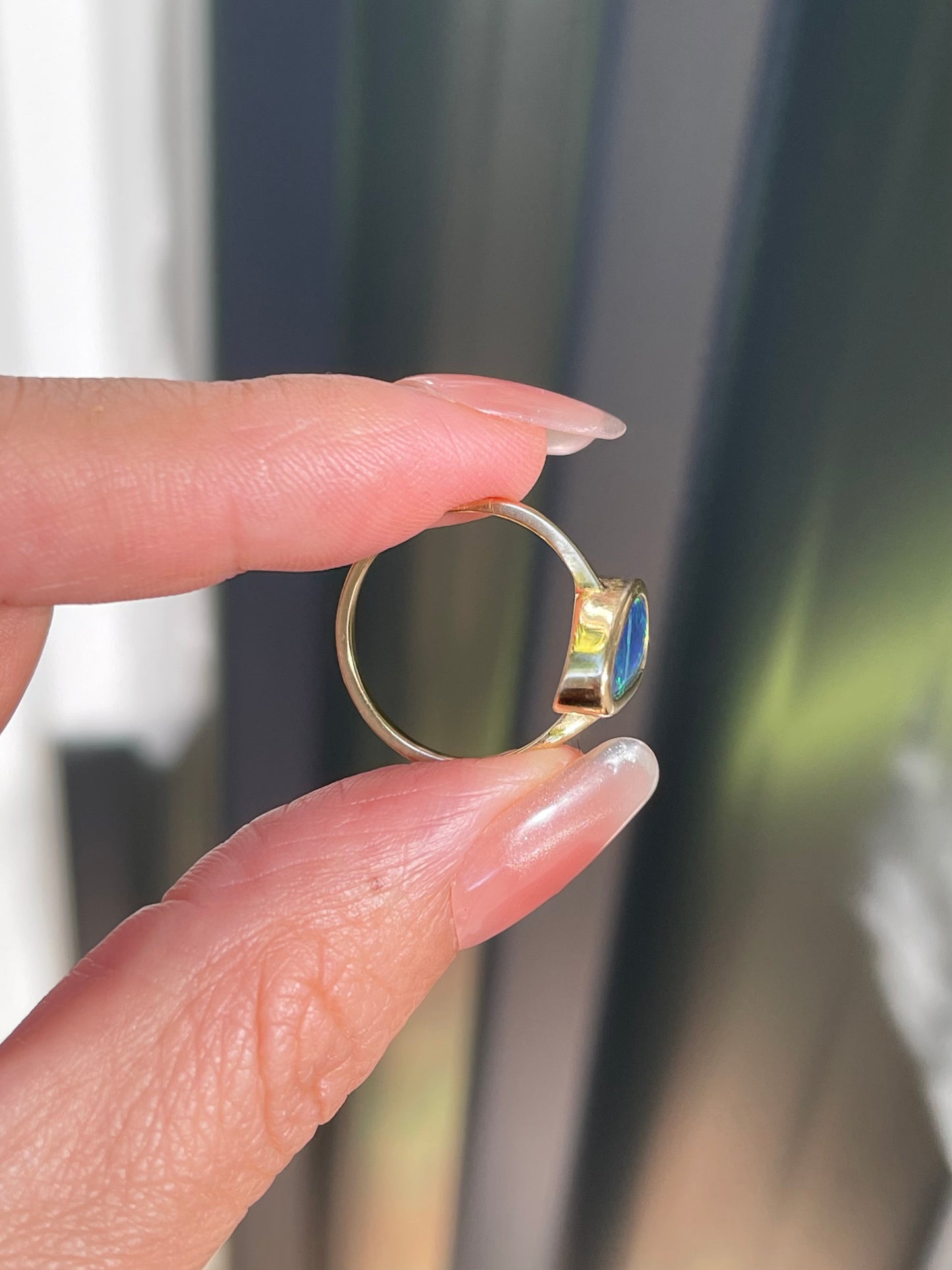 Vintage 1.8ct Natural Solid Australian Boulder Opal Diamond Ring In 14ct Yellow Gold