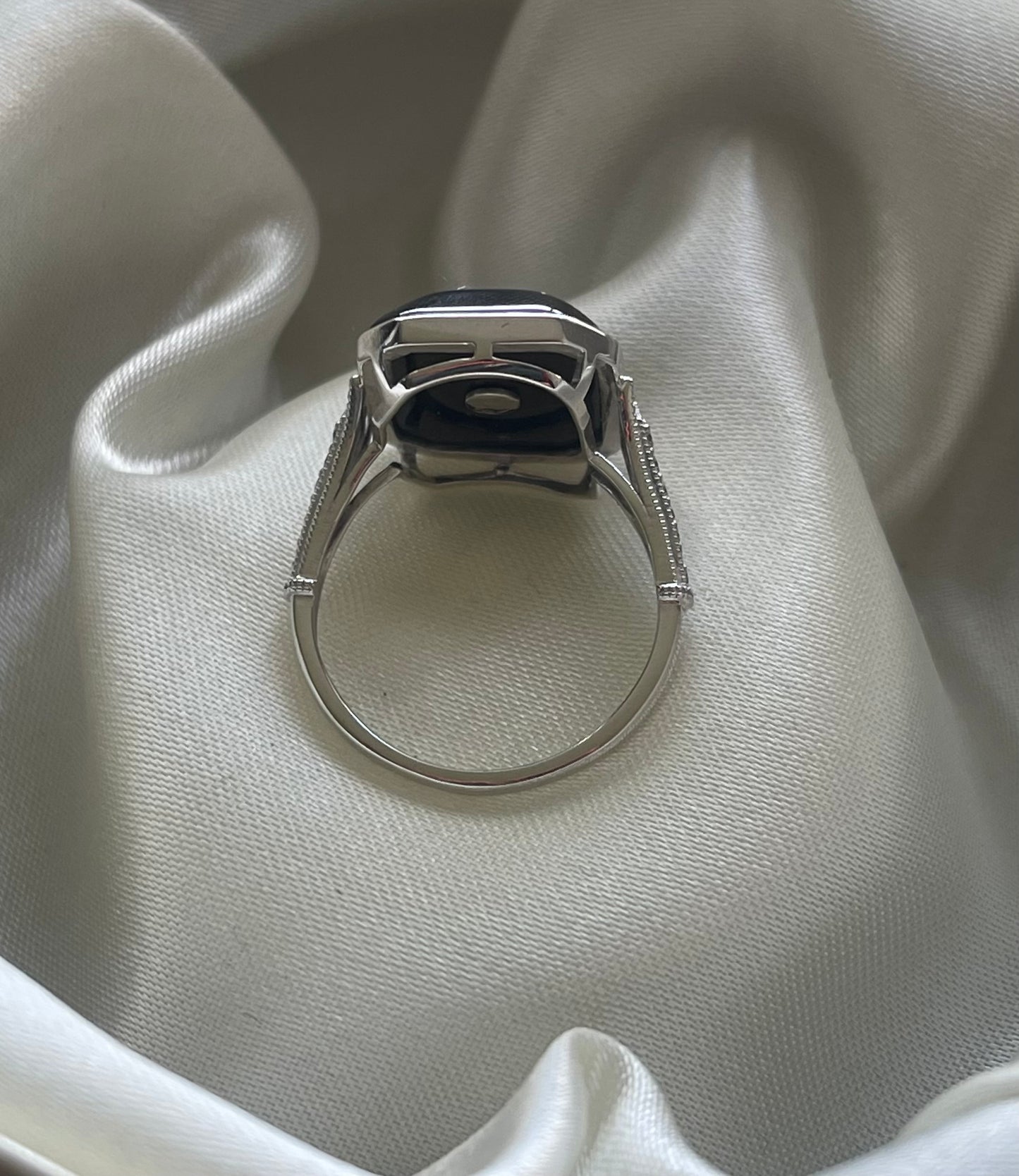 Eclipse Ring - Art Deco Inspired Onyx Diamond Ring In 950 Platinum