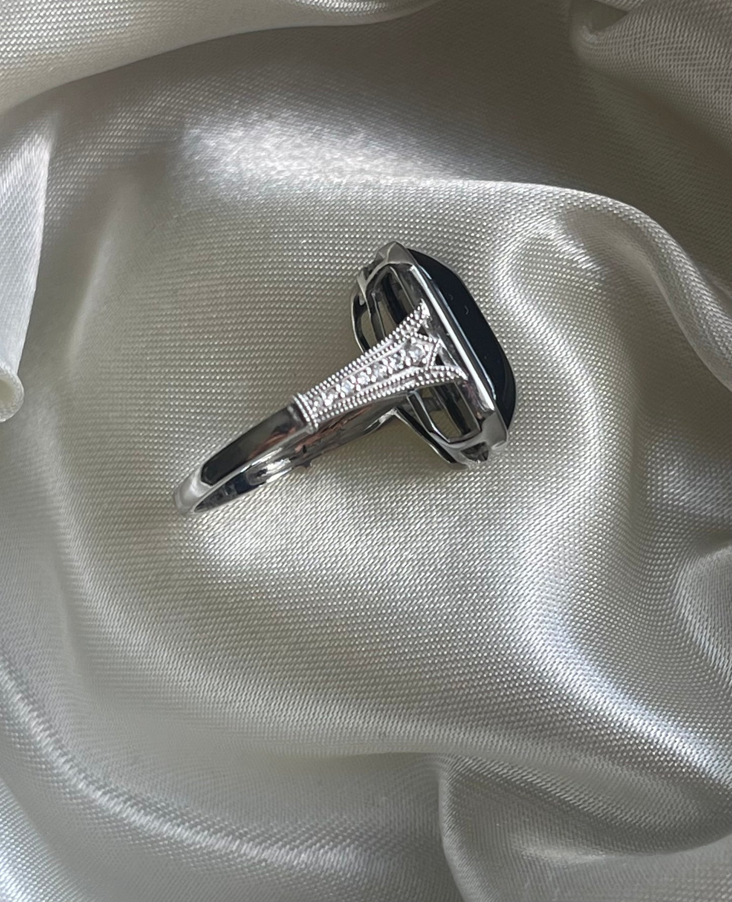 Eclipse Ring - Art Deco Inspired Onyx Diamond Ring In 950 Platinum