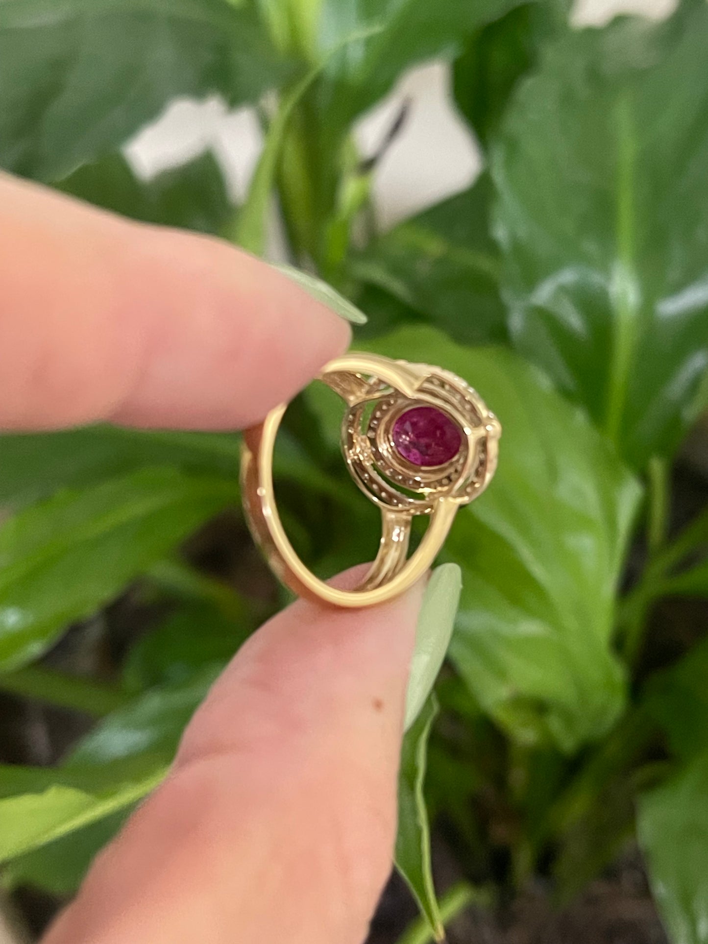 Art Deco Style 1.94ct Natural Ruby Diamond Ring In 14ct Yellow Gold