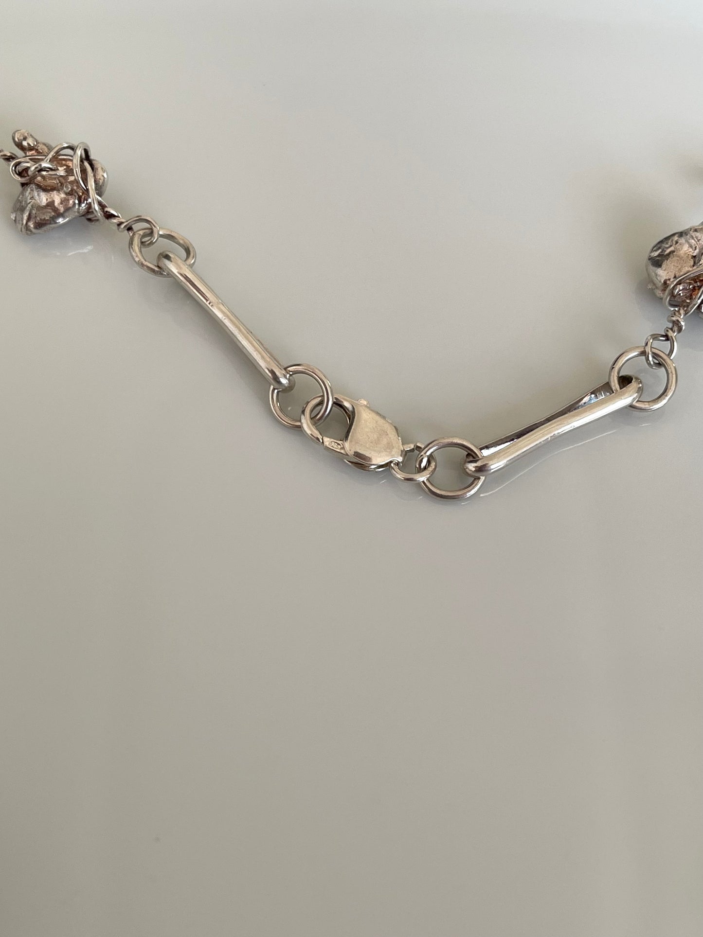 Vintage 70grams 66cm money bag / nugget chain necklace In Sterling Silver