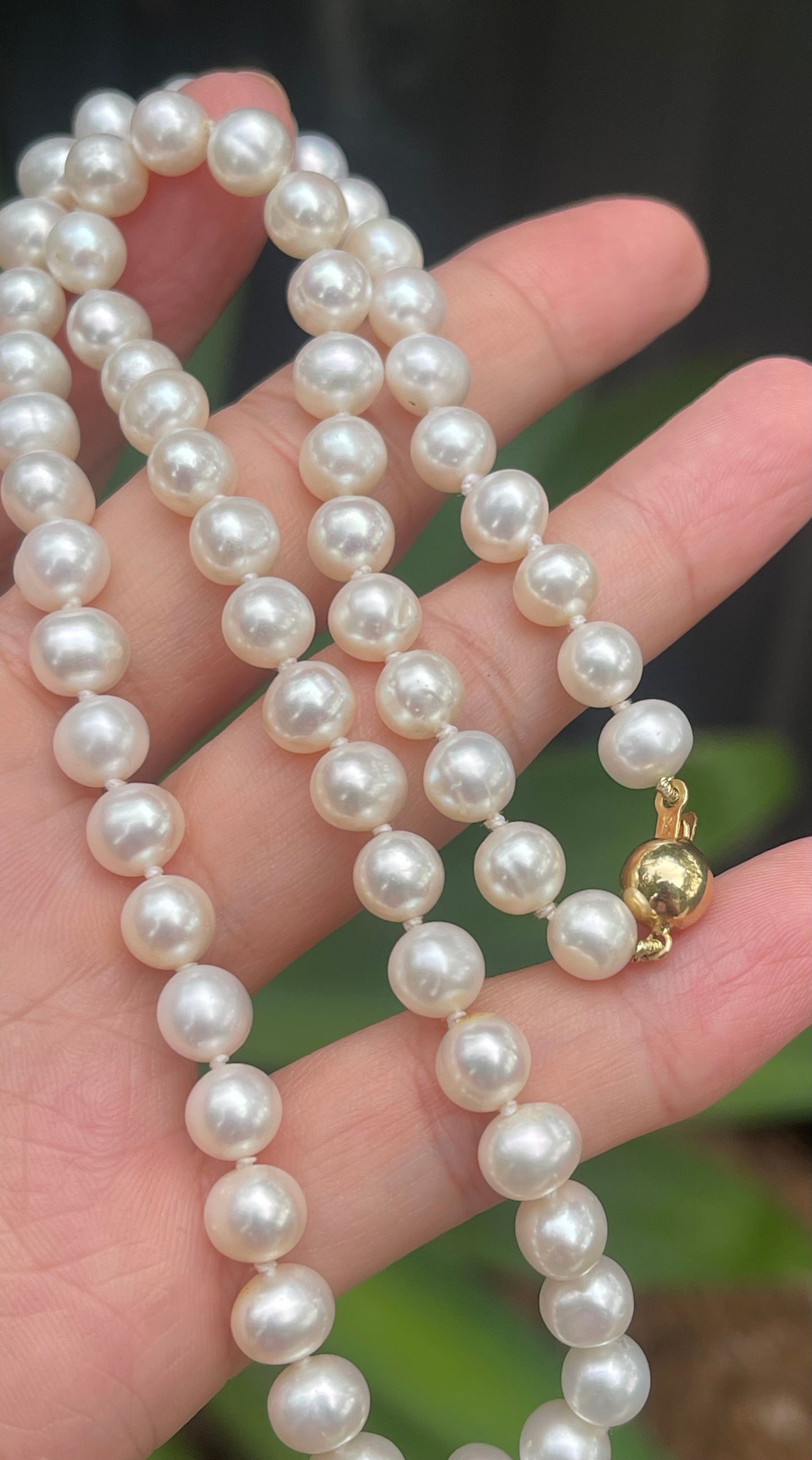 Vintage 14ct yellow gold genuine freshwater pearl necklace