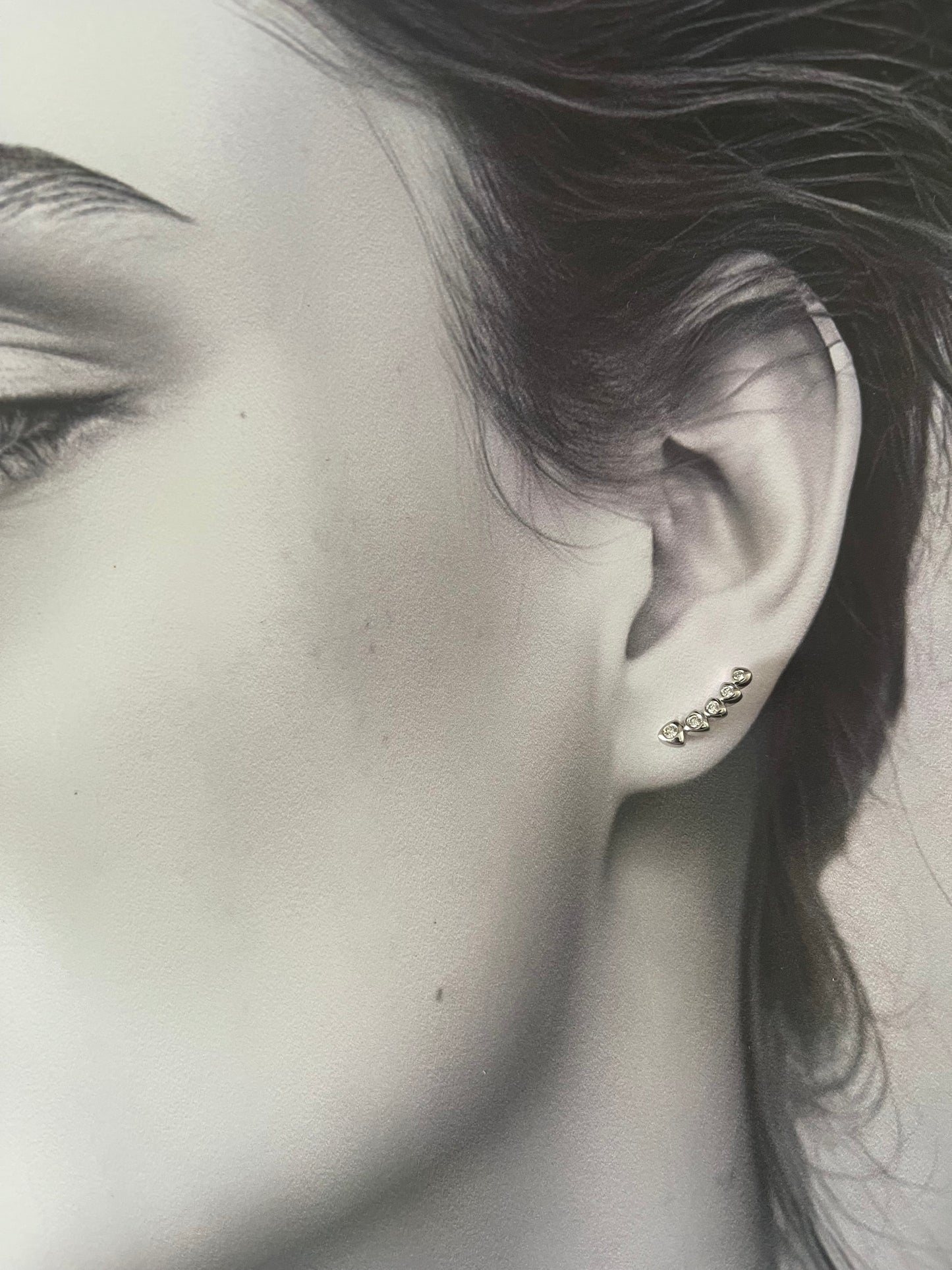 Natural Diamond Ear Climber Earrings In 9ct White Gold